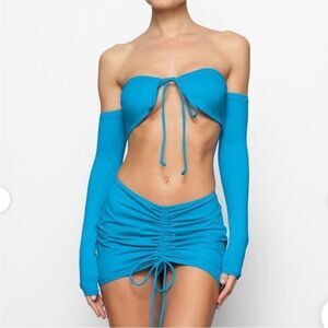 SKIMS NWT Long Sleeve Bikini Top in Turquoise size M